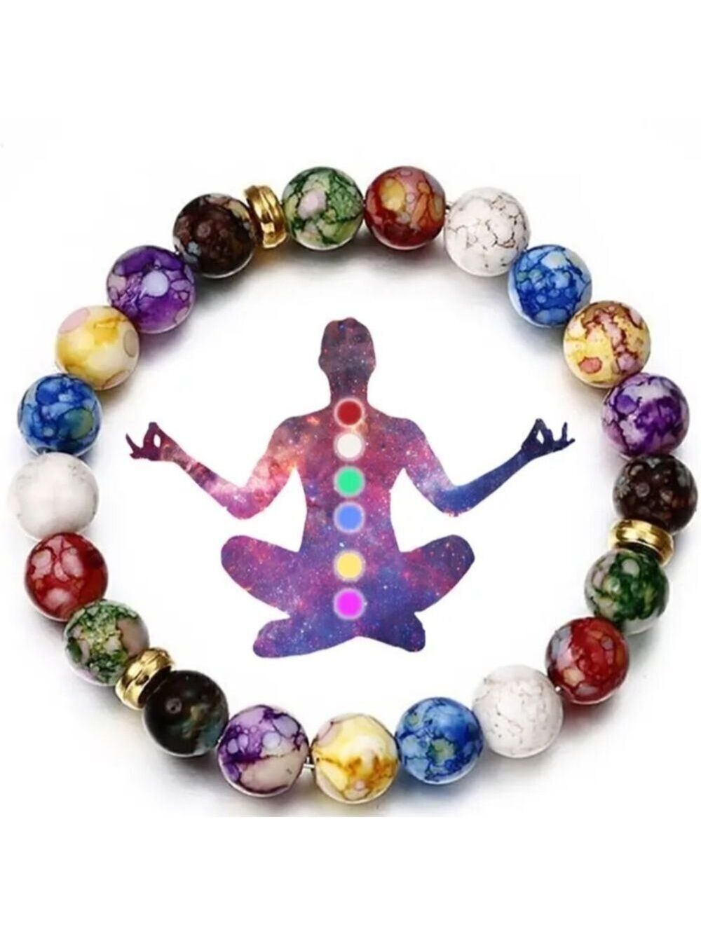 Volcanic Stone Colorful 7 Chakra Energy Bracelet